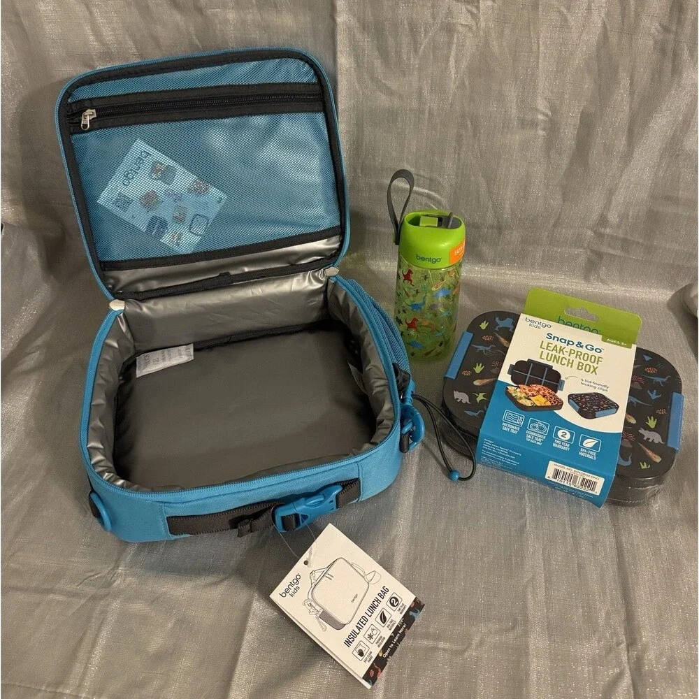 Bentgo Kids 3-Piece Lunch Set, Water Bottle, Lunch box, Insulated Lunch Bag.